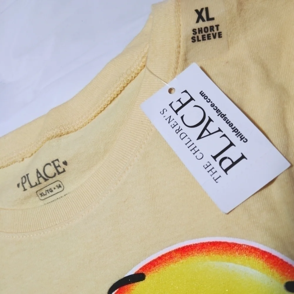The Children's Place Rainbow Peace Emoji Short Sleeve Shirt- 14/16